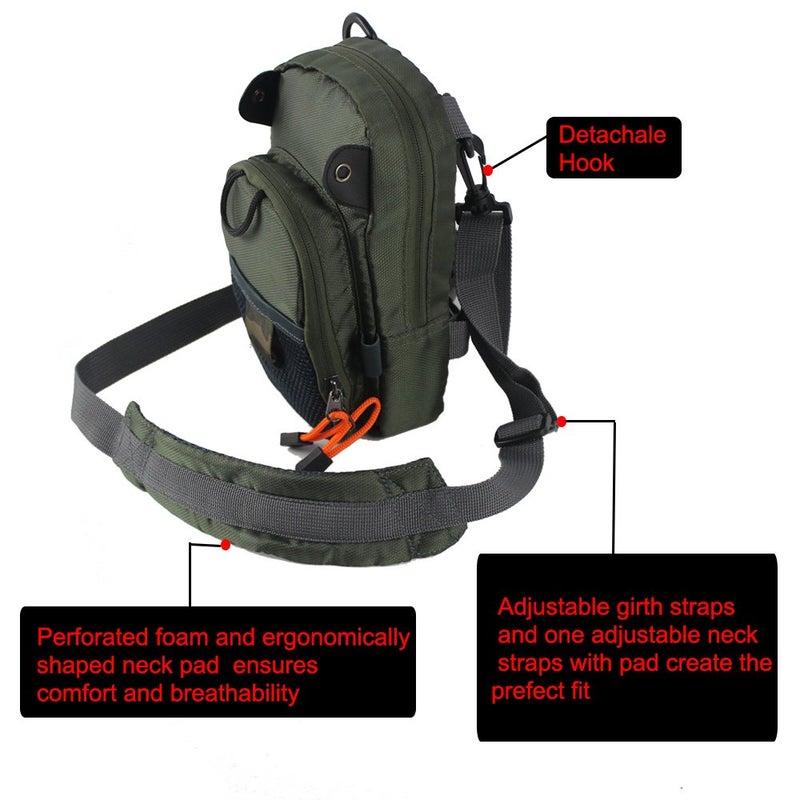 Kylebooker Small Fly Fishing Chest Pack Lightweight Tackle Storage Pouch Waist Bag (Army Green) - Image 5